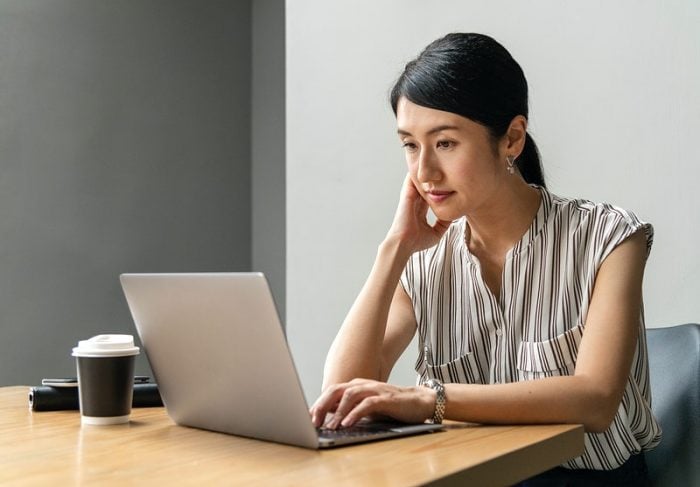 Japanese woman working