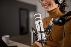 Italian radio host broadcasting in one of the languages of Italy